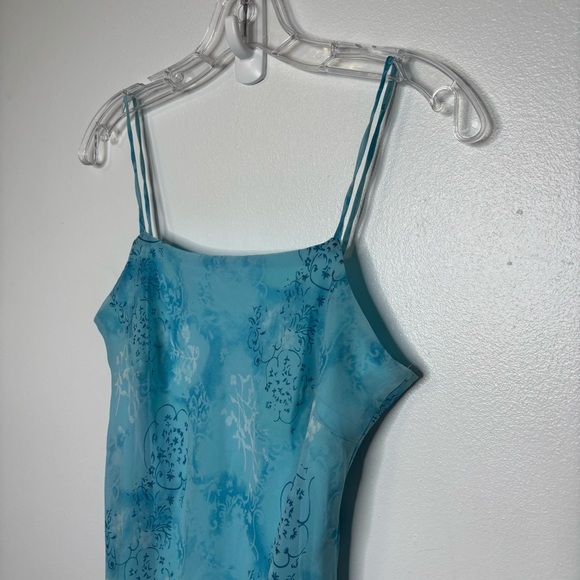 Forever 21 Vintage Blue Chiffon Slip Dress M Sheer Floral Y2K Tulip Hem USA - Picture 4 of 8